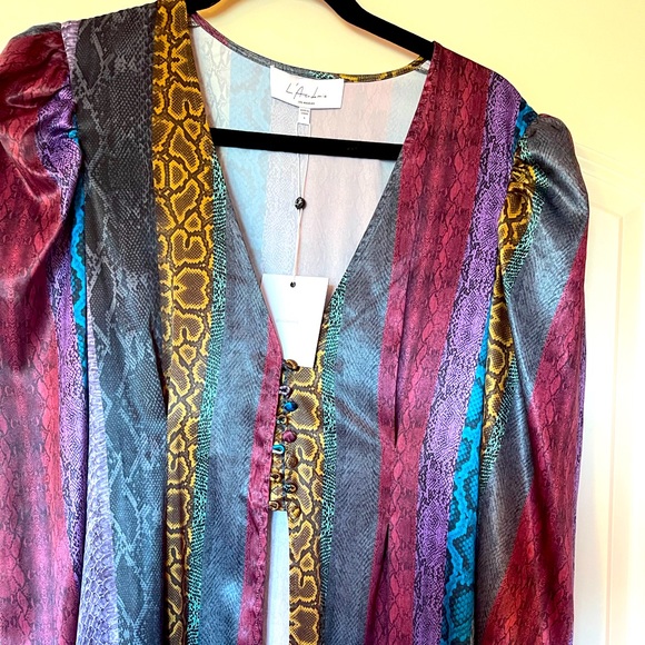 L academie Long sleeve Robe with covered buttons - Picture 1 of 4